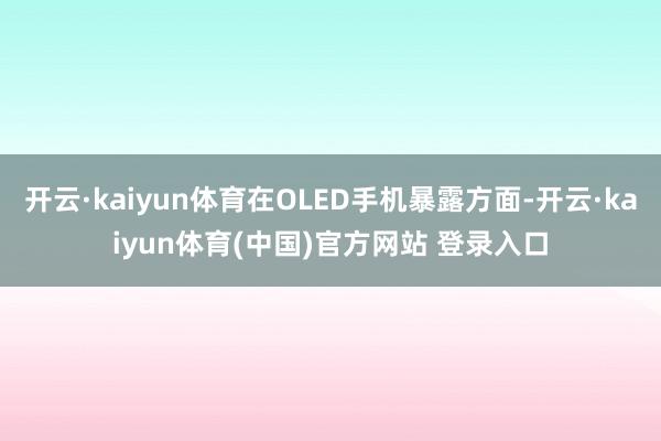 开云·kaiyun体育在OLED手机暴露方面-开云·kaiyun体育(中国)官方网站 登录入口