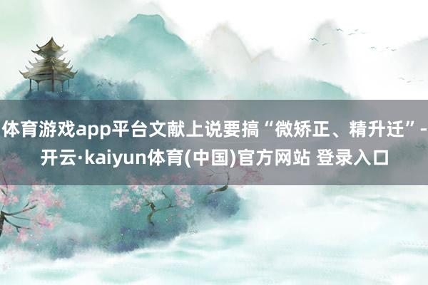 体育游戏app平台文献上说要搞“微矫正、精升迁”-开云·kaiyun体育(中国)官方网站 登录入口