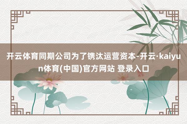 开云体育同期公司为了镌汰运营资本-开云·kaiyun体育(中国)官方网站 登录入口